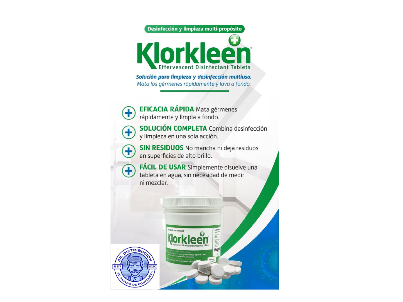 KLORKLEEN PASTILLAS | CLORO ORGANICO PAQ X 150 UND